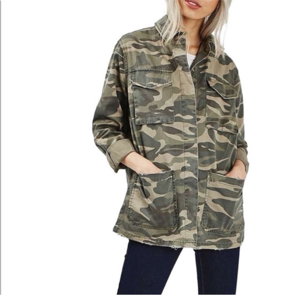 Button front camo jacket